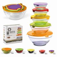 LILI HOME 🔹 Pack de Boles de Cristal con Tapa🔹 ¡OJO! CON EL TAMAÑO: 900 ml Ø17 cm, 500 ml Ø14 cm, 350 ml Ø12 cm, 200 ml Ø10 cm y 150 ml Ø9 cm. Vidrio de alta calidad para uso prolongado. Tapas seguras para el contacto con alimentos. - details 3
