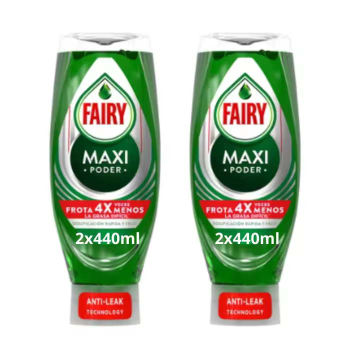 FAIRY -  Maxi Power, Lavavajillas a Mano - Pack Ahorro 2x440ml - 1