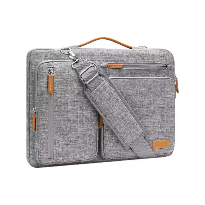Bolso bandolera protector 360 para portátil, compatible con MacBook Air de 15 pulgadas, con apertura lateral, 4 bolsos con Cremallera y ASA, color gris. - 1