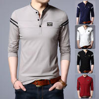 Camisa Polo De Manga Larga Para Hombre Moda Casual Algodón Transpirable Cuello Erguido Estilo Coreano Cómoda Top Striped Anti-Pilling - details 2