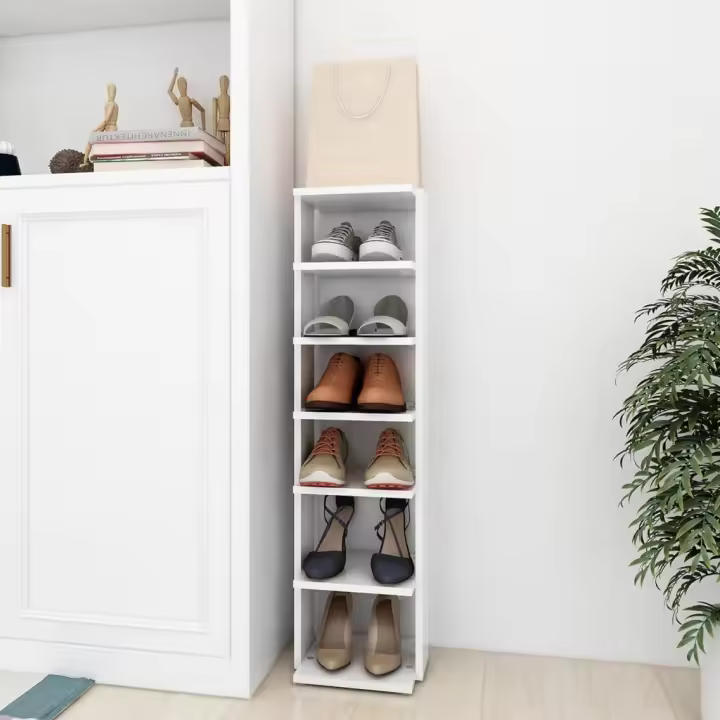 vidaXL Mueble zapatero madera contrachapada blanco 27,5x27x102 cm - 1