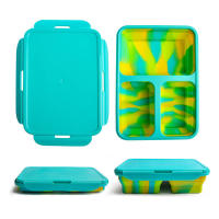 YverLand -  Fiambrera infantil plegable para niños y niñas. Lonchera para colegio y guardería. Lunch box para almuerzo o merienda. Tupperware escolar o para comida de trabajo - details 2