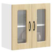 vidaXL Armario pared cocina puerta de cristal Kalmar roble marrón en color Marrón roble/Roble artisan/Blanco brillante y más | almacenamiento funcional diseño moderno para baño dormitorio sala - details 7