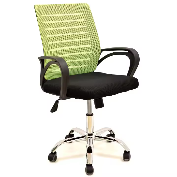 Sillón de oficina SUNSET, negro, gas, basculante, malla verde pistacho, tejido negro - 1