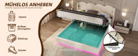 Cama tapizada 160x200 cm, Armazón de Cama multifuncional onulado, Cama Doble hidráulica con Luces LED y función de carga USB, Armazón Staubetti con Marco de espagueti Plano, Cama Juvenil con Estilo - details 2