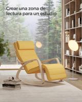 Mecedora acolchada ajustable con reposapiés, patas de ángulo 5 grados, carga 150 kg, disponible en amarillo, azul, beige, gris claro, gris oscuro y negro - details 2