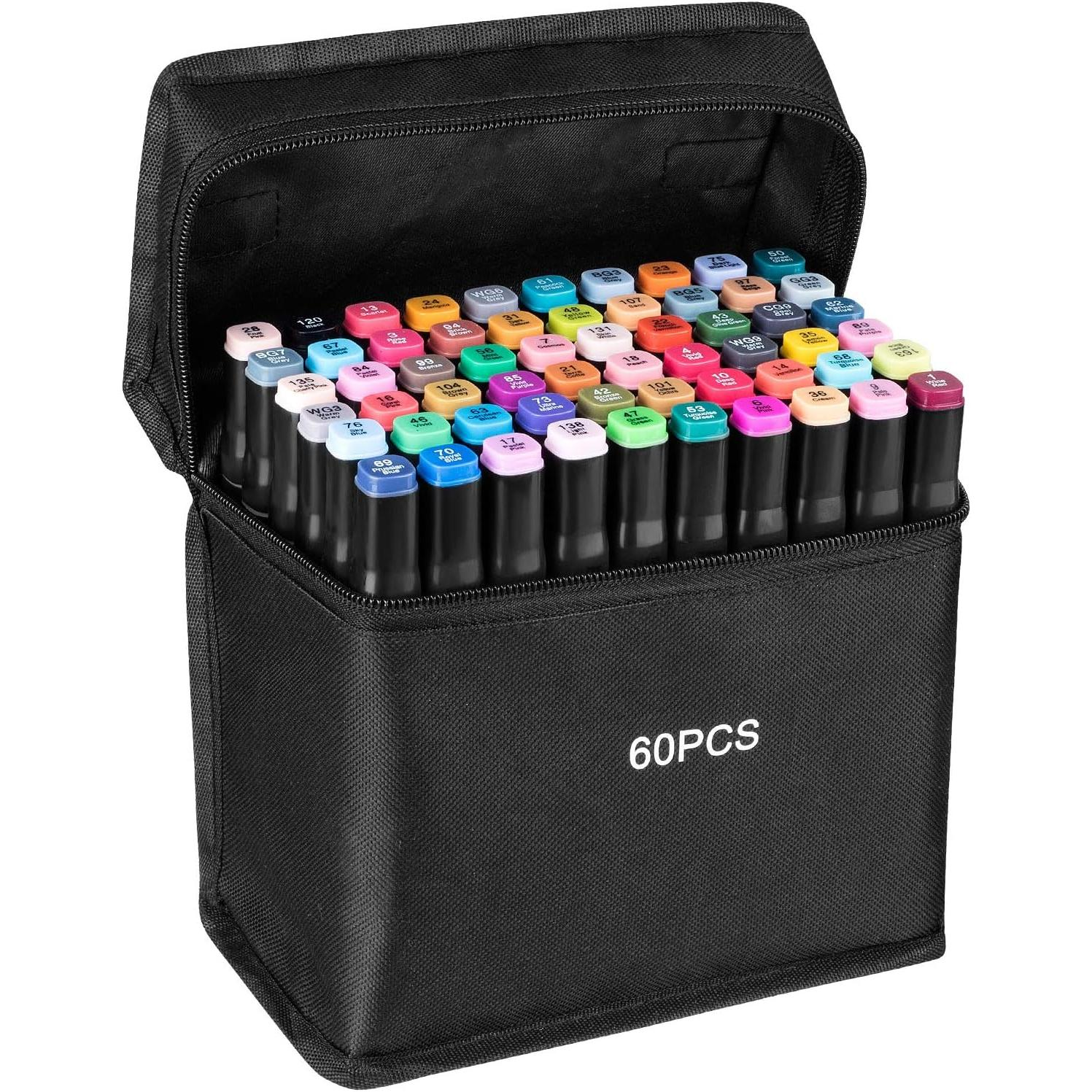 Art Markers Rotulador permanente de graffiti con doble punta, Juego de rotuladores de doble punta para estudiantes, Set de 24/36/60/80 colores, marcadores de animación para marcapáginas, dibujo, pintura,envio desde España