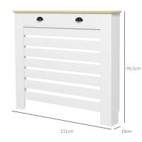 HOMCOM Cubre Radiadores con Cajón, Cubreradiador de MDF, Cubierta para Radiador, Diseño Moderno de Listones, para Salón, Dormitorio, 78x19x95,5 cm, Blanco - details 3