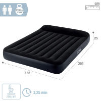 INTEX - Colchón hinchable doble Pillow Rest Classic, tamaño Queen 2 personas, con bomba eléctrica integrada, superficie flocada y diseño con almohada, 152x203x25 cm, ideal para el hogar y visitas, colchones hinchables - details 3