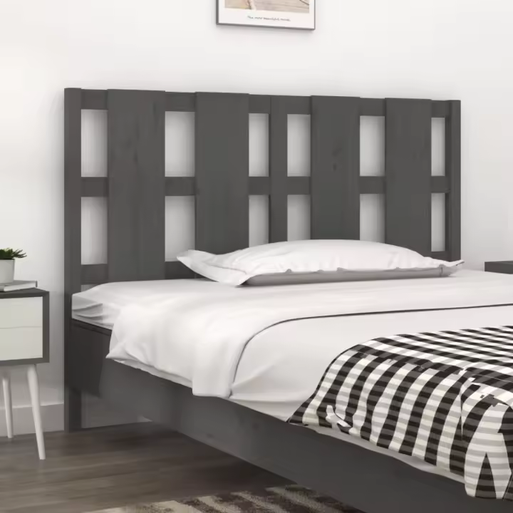 vidaXL Cabecero de cama madera maciza de pino gris 125,5x4x100 cm - 1
