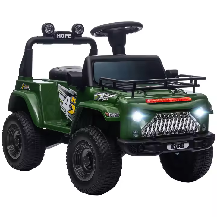 HOMCOM Quad buggy 4x4 coche eléctrico para niños 6 V con maletero velocidad 3 km/h faros bocina música 3-5 años verde - 1