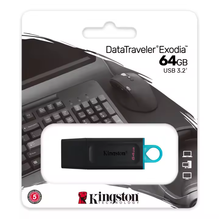 Pendrive Kingston 64GB USB 3,2 Gen 1 unidad Flash USB DataTraveler Exodia con tapa protectora USB Pen Drive DTX - 1
