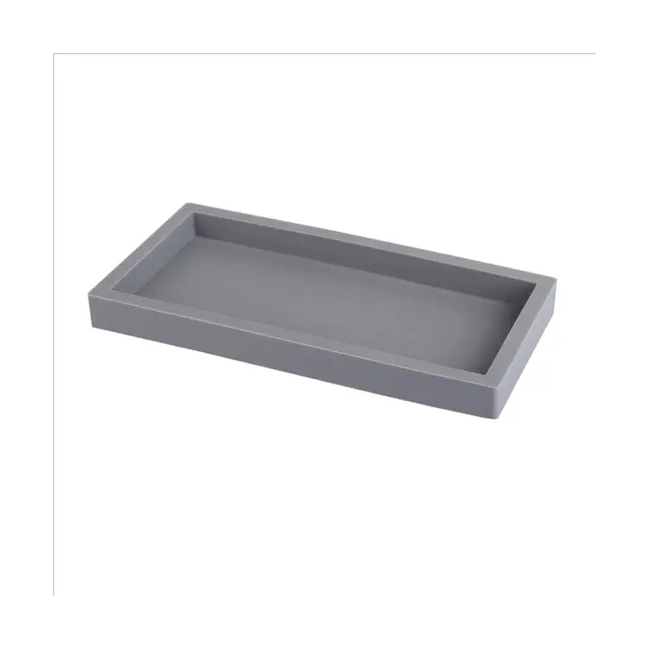 Countertop and Vanity Tray 8X4Inch Silicone Soap Dispenser Tray, Sink Tray for Soap Bottles, Key Trinket Ring Tray Grey - 1