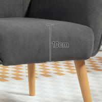 Cecodadi Salón Reclinable Sillón Reclinable with Pata de Madera Sillón de Terciopelo para Lectura, Sillón Tapizado para Dormitorio Gris - details 3