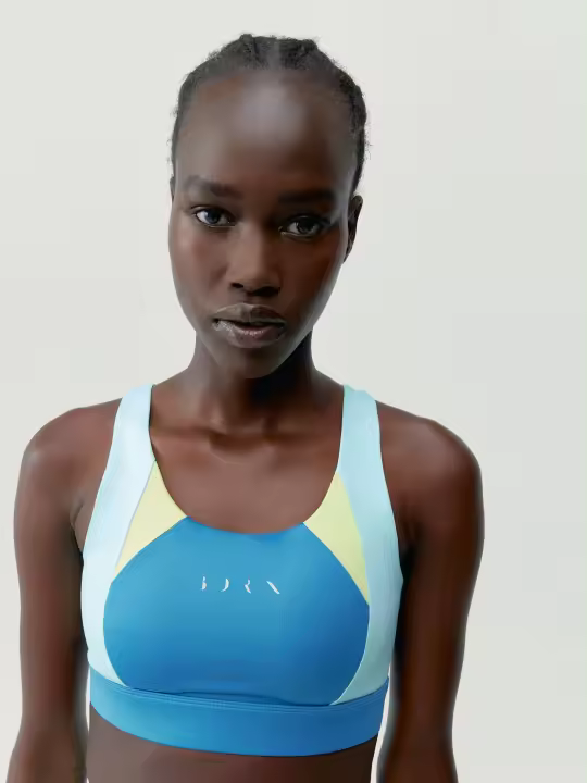 Born Living Yoga Top Darana Celadon Blue/Wave/Yellow Green - 1