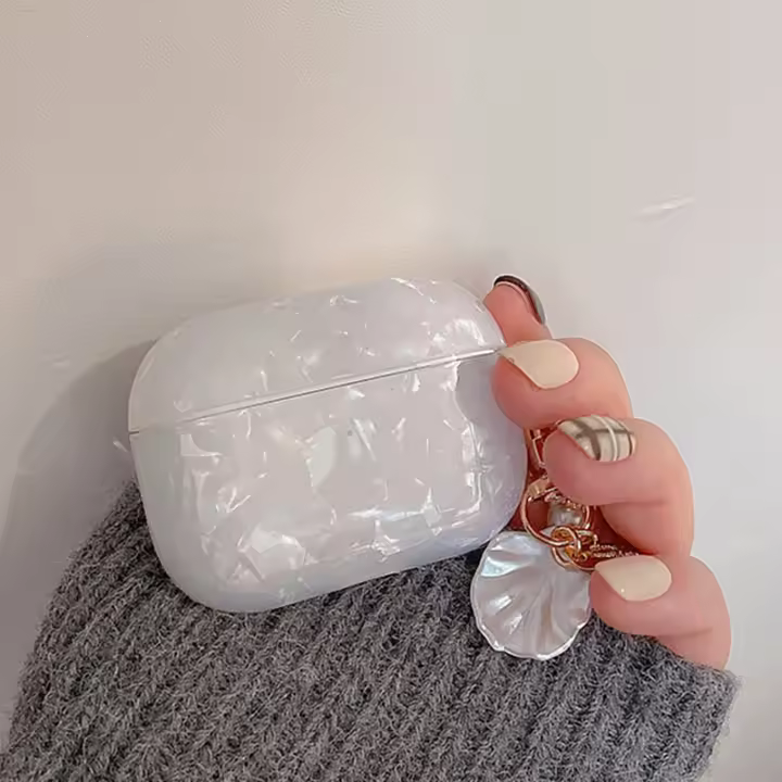 Estuche Suave De Concha De Perla Con Llavero Para AirPods 4 3 2 1 pro 2 Accesorios De Auriculares Cubierta De Caja De Auriculares - 1