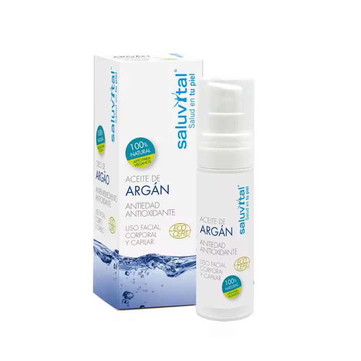 SALUVITAL Aceite de Argán certificación ECOCERT 100% Puro 30 ml. Todo tipo de pieles. - 1