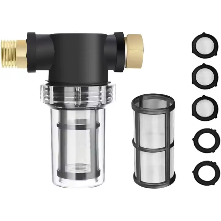 Purificador de agua Limpiador de alta presión reutilizable Prefiltro Manguera de agua para jardín de 3/4 Filtro de malla metálica - 1