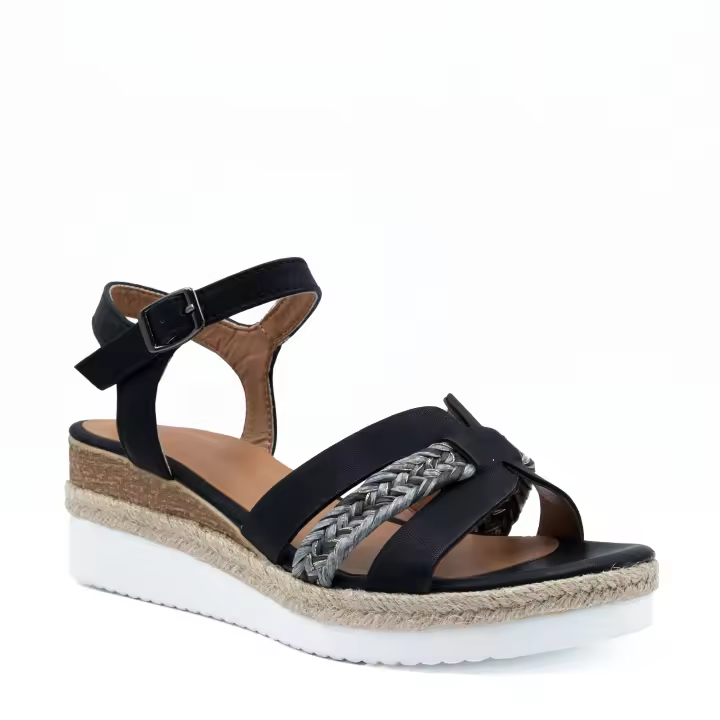 Sandalias Cuñas Esparto Mujer con Detalle de Rafia - 1