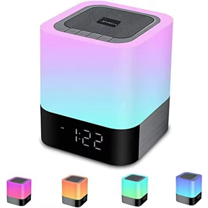 Lámpara de Cabin LED with Altavoz Bluetooth portáthil with control tacthil, lámpara de Mesa que cambia de color, Luz Nocturna with despertador para dormitorio - 1