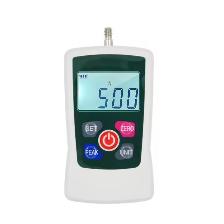 Unidad de medidor de fuerza digital 500N/ 50kg/ 110Lb/ 1760Oz portátil Push Pull Force Meter Unidad Mini dinamómetro retroiluminado conmutable con 6 cabezas de fijación, almacenamiento Ca - 1
