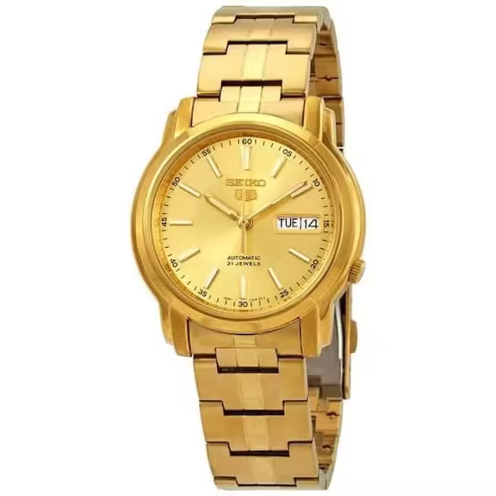 reloj automático unisex Seiko 5 SNKL86K1 38mm 30m WR correa de acero - 1