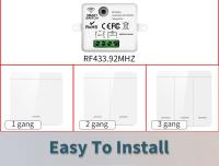 Interruptor Inteligente Sin Cable 433MHz 1/2/3Gang Panel De Pared Con Control Remoto Para Lámpara LED 10A 110V 220V - details 0
