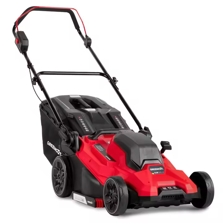GREENCUT GLM200L-2 - Cortacésped a Batería de Litio 40V (2 x 20V), Corte 430mm, 3100 RPM, 6 Alturas Ajustables, Cargador Incluido - 1