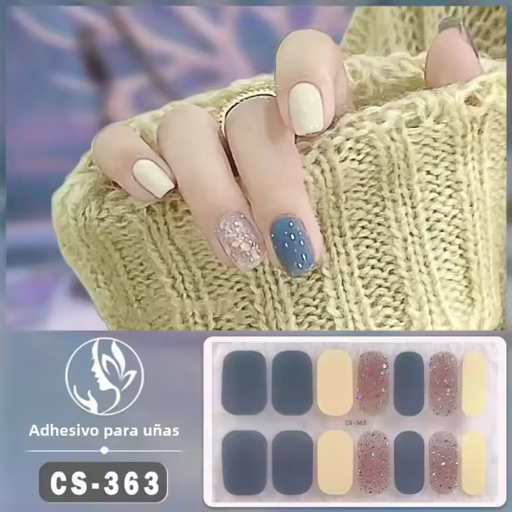 Pegatinas de Uñas de Gel de Plata Brillo Completo Adhesivo Fácil Manicura Francesa Sencilla Belleza - 1