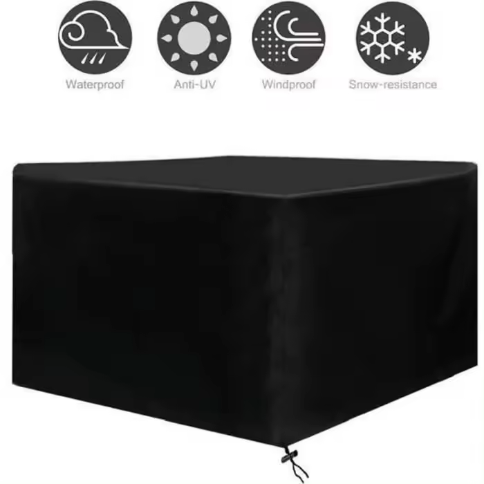 Funda impermeable para muebles de Jardín, Funda protectora para mesa de Jardín, 120x120x74 cm, color Negro - 1