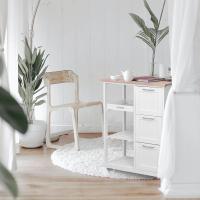 Isla de cocina de madera, 3 cajones y 3 estantes abiertos, bandeja extraíble, blanco, carro de almacenamiento con cajones y estantes para cocina, 67x37x87,5 cm, Miadomodo - details 5