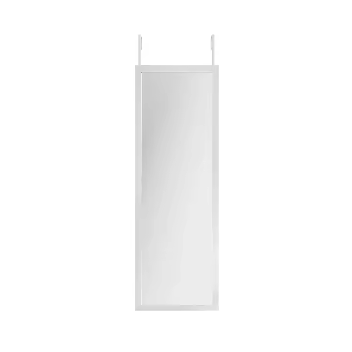 Acomoda Textil – Espejo Colgante de Puerta con Gancho para Habitación, Vestidor y Dormitorio. Espejo Cuerpo Entero Rectangular 109x35 cm Sin Agujeros Decorativo y Moderno. (Blanco) - 1