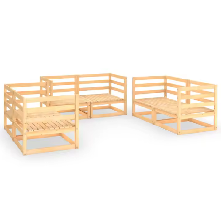 vidaXL Juego de muebles de jardín 6 piezas madera maciza de pino - 1