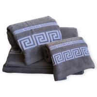 Juegos Toallas de baño algodón Portugués 500g de alta calidad set 3 - Simon en Gris Oscuro gruesas y duraderas | Mercatienda.es - details 1
