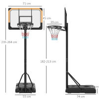 SPORTNOW Canasta de Baloncesto de Exterior con Altura Ajustable 235-264 cm Aro de Baloncesto con Soporte Canasta de Baloncesto con Ruedas Base Rellenable Negro - details 2