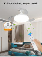 Lámpara De Techo LED Con Ventilador Oculto E27 Para Sala De Estar Cocina Garaje Con Control Remoto Y Blades Retráctiles Fuente De Alimentación DC - details 0