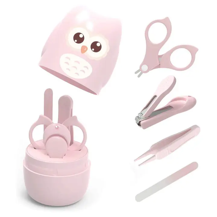 Kit de uñas para Bebés, Kit de manicura para bebés y kit de pedicura con forma de búho Lindo. Cortadora de uñas para Bebe, Tijera, Lima de uñas para Bebe y pinzas para recien - 1