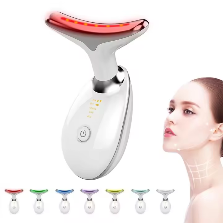 Device de Belleza para Rostro y Cuello, herramienta multifuncional para el cuidado de la piel facial, masajeador facial y de Cuello with Luz LED de 7 Colores para el cuidado de la piel - 1