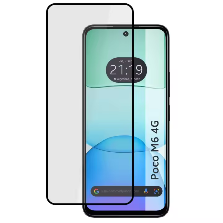 Tumundosmartphone Protector Cristal Templado Completo 5D Full Glue Negro para Xiaomi Poco M6 4G Vidrio - 1
