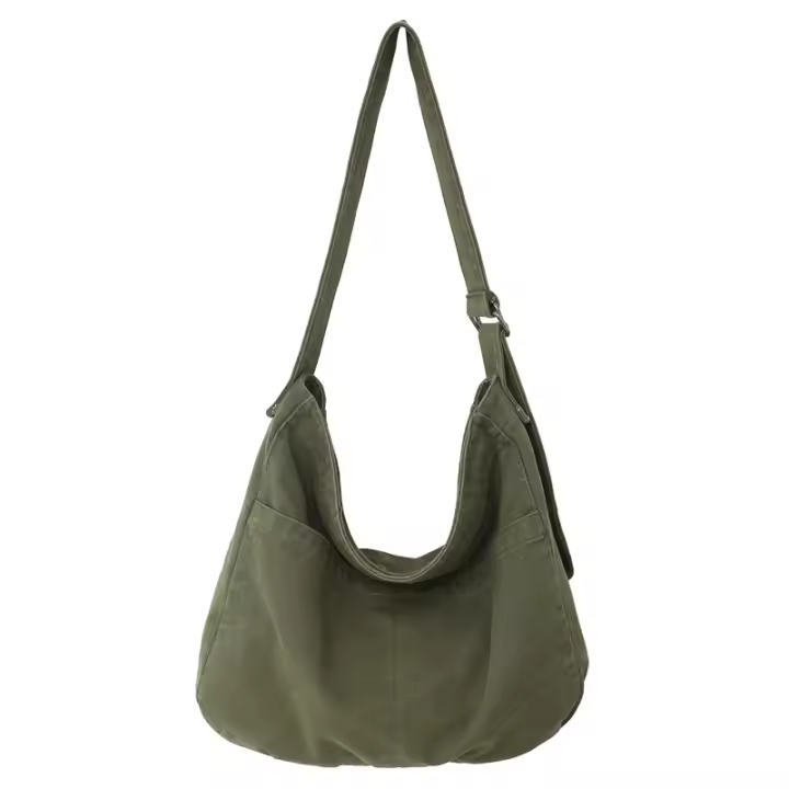 Bolso Bandolera De Lona Casual Para Mujer Y Hombre Gran Capacidad De Color Sólido Estilo Trendy Y Cool Para Estudiantes Y Adultos - 1
