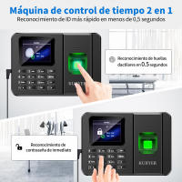 Hola led  Reloj de Control de Huellas Dactilares para, Empleados de Pequeñas Empresas con Cálculo Automático de Horas,Reloj Biométrico Independiente H1 en Máquina con 10 Tarjetas RFID Sin Costo Mensual - details 1