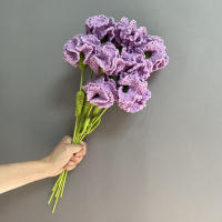 Ramo De Flores Artificiales Tejidas a Mano En Ganchillo Estilo Carnation Para Decoración De Hogar Cumpleaños Boda Día De La Madre Regalos - details 7