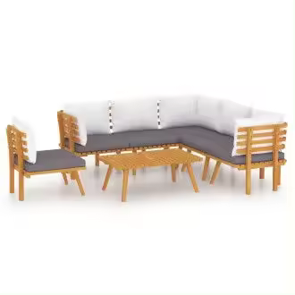VIDAXL 3087015 conjunto de muebles de exterior hechos de madera de acacia con 1 mesa 3 sofás centrales y 3 sofás de esquina - 1