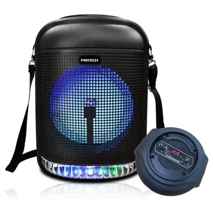 Altavoz Bluetooth Portátil Potente con Efecto de Luces Multicolores LED, Asa para Transporte, Pantalla Digital, Lector USB, MP3 Entrada para Micrófono Karaoke Recargable. Medidas: 32x21x21 - 1