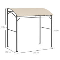 Cenador de Jardín doméstico para Exterior con cubierta de barbacoa resistente a Los Rayos UV, Estructura de Maple y Ganchos, poliéster, beige, 215x150x220 cm - details 4