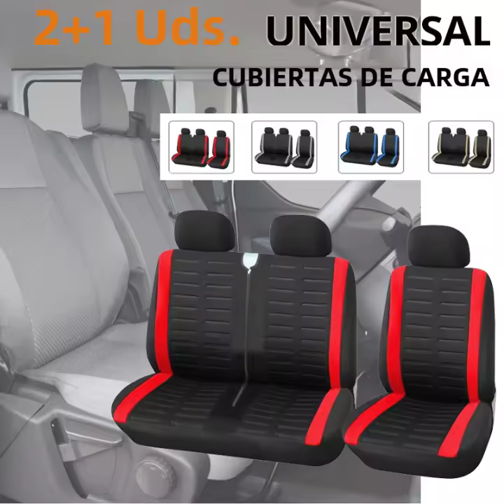 Funda De Asiento De Coche Roja 1+2 Para Renault Master 3 Jumpy De 2008 a 2016 Universal Para Transporte Material Polyester Cuatro Estaciones - 1