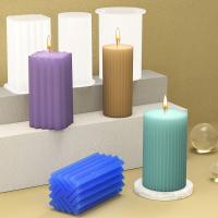 Molde De Silicona Para Vela Epoxy De Resina Con Diseño De Rayas Cilindro Cubo DIY Molde De Vela De Navidad Tres Dimensiones - details 2