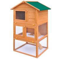 vidaXL Casa de animales pequeños jaula conejera 3 niveles madera - details 0