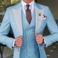 Traje De Boda Clásico Para Hombre Talla Slim 3 Piezas Color Burdeos Estilo Formal Casuál Con Chaleco Y Pantalones Para Banquete - details 3