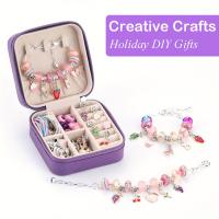 Kit De Bricolaje Para Pulseras Y Collares Con 68 Piezas Caja De Joyería Violeta Encantos Rosas DIY Regalo Para Mujeres - details 1